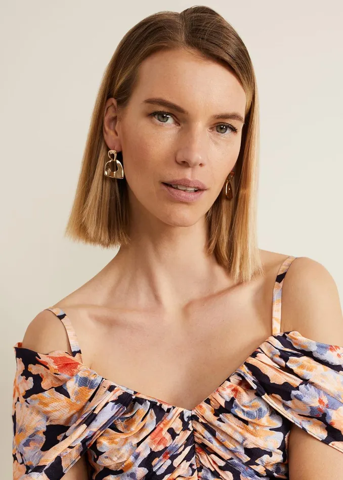 Women Phase Eight Jewellery Gold Irregular Square Drop Earrings