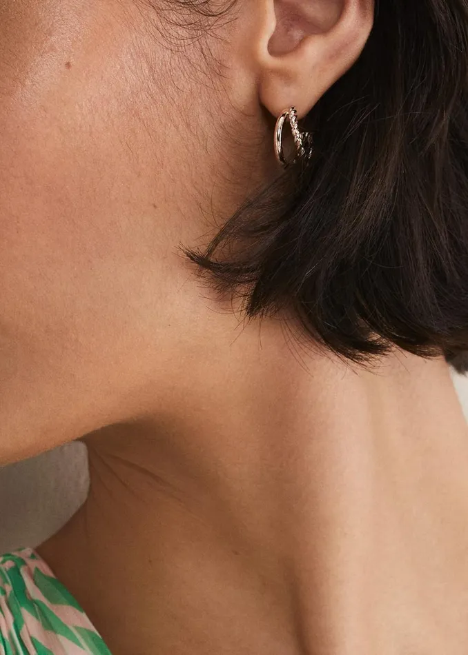 Women Phase Eight Jewellery Twist Huggie Hoop Earrings