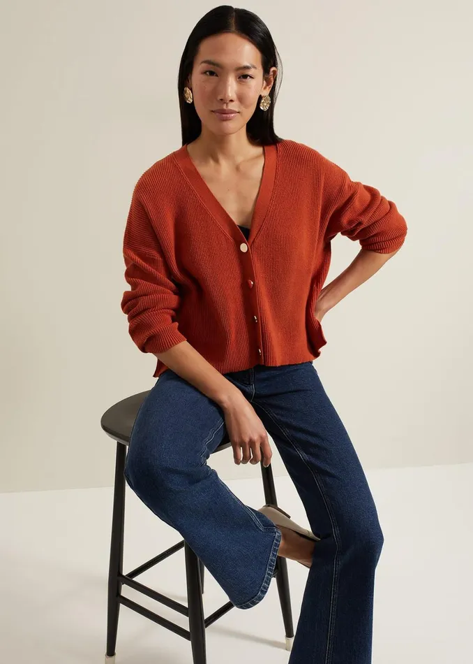 Women Phase Eight Knitwear Anna Button Ribbed Cardigan