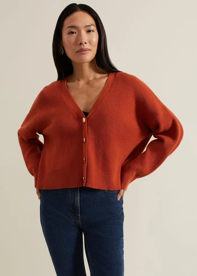 Women Phase Eight Knitwear Anna Button Ribbed Cardigan