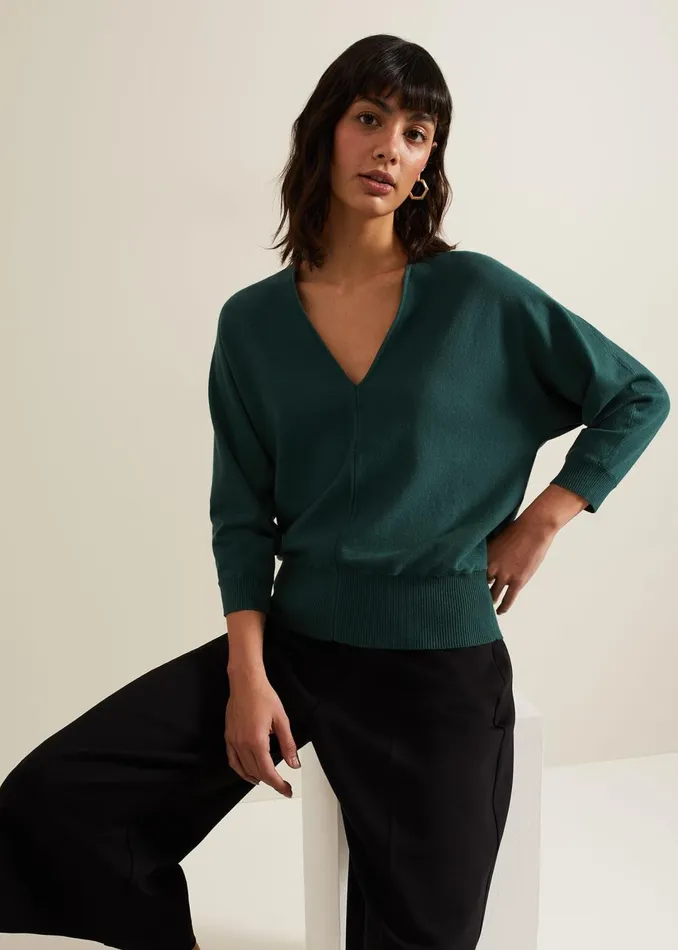 Women Phase Eight Knitwear Gina V Neck Batwing Jumper