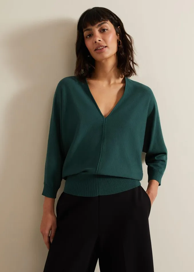 Women Phase Eight Knitwear Gina V Neck Batwing Jumper
