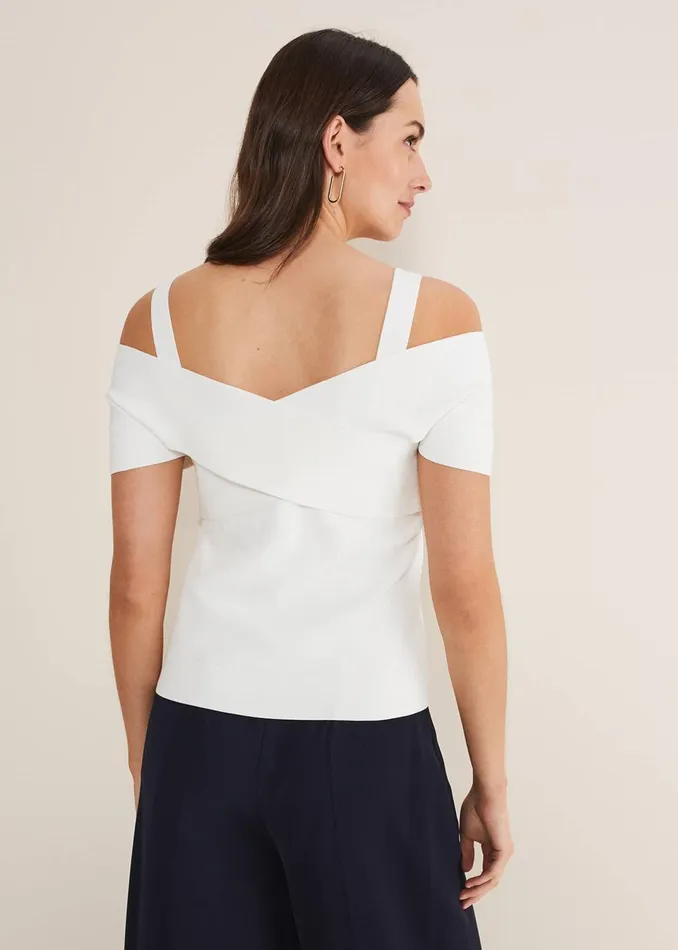 Women Phase Eight Knitwear Jasmine Bardot Knitted Bandage Top