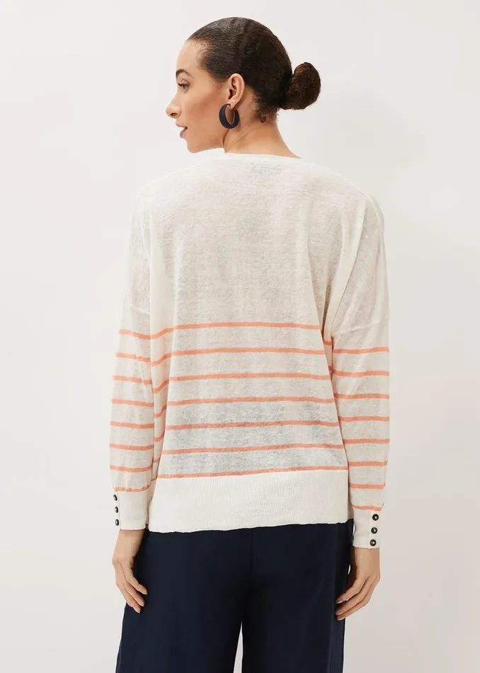 Women Phase Eight Knitwear Kisty Linen Stripe Fine Knit Jumper