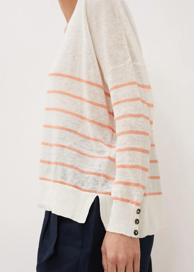 Women Phase Eight Knitwear Kisty Linen Stripe Fine Knit Jumper