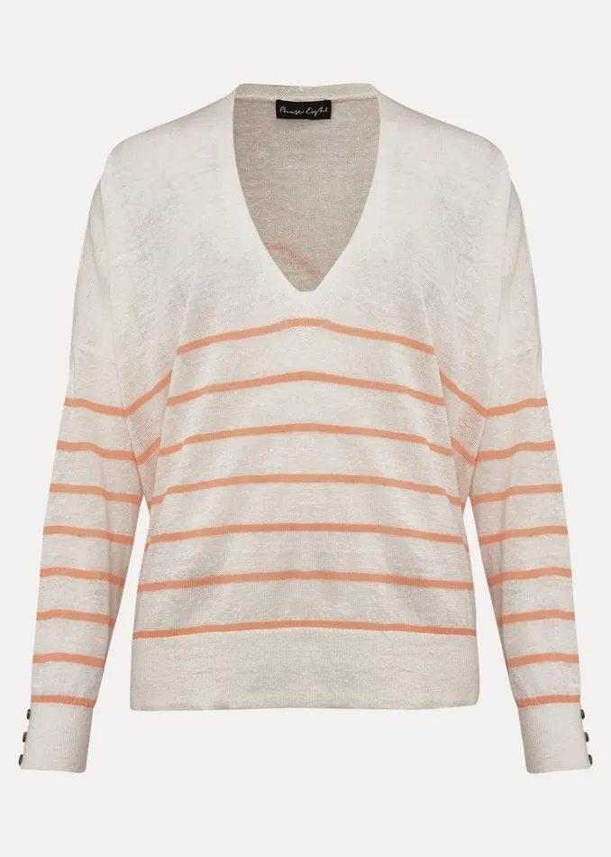 Women Phase Eight Knitwear Kisty Linen Stripe Fine Knit Jumper