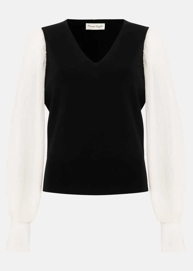 Women Phase Eight Knitwear Maple V Neck Woven Sleeve Jumper