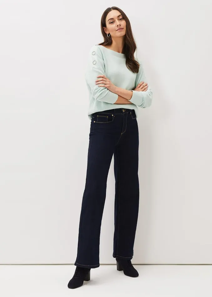 Women Phase Eight Knitwear Mimi Eyelet Detail Ribbed Knit Jumper
