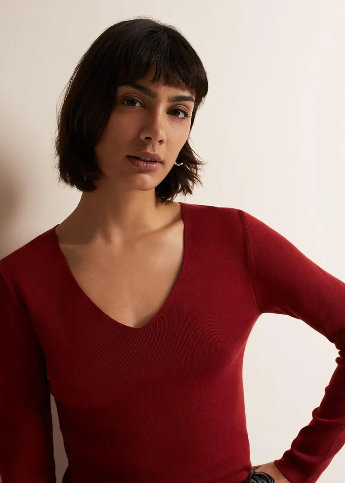 Women Phase Eight Knitwear Molla Red VNeck Top