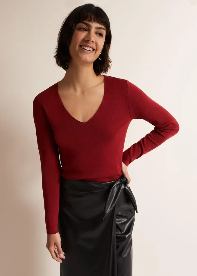 Women Phase Eight Knitwear Molla Red VNeck Top