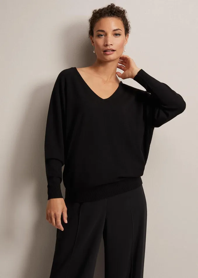 Women Phase Eight Knitwear Senita Fine Knit VNeck Jumper