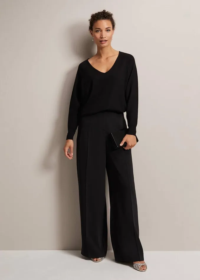Women Phase Eight Knitwear Senita Fine Knit VNeck Jumper