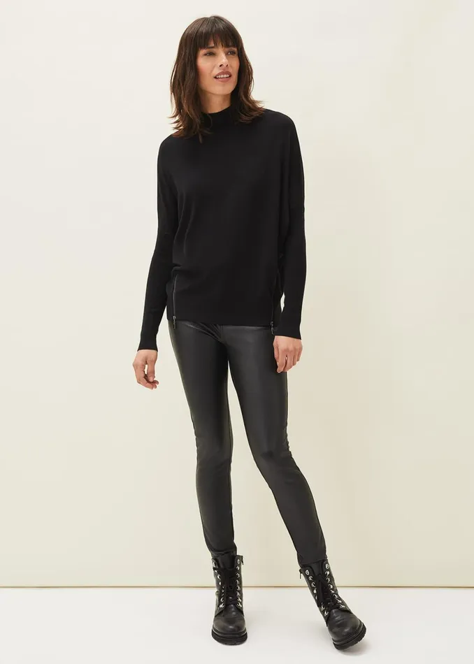 Women Phase Eight Knitwear Skylar Roll Neck Zip Hem Jumper