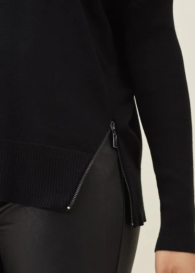Women Phase Eight Knitwear Skylar Roll Neck Zip Hem Jumper