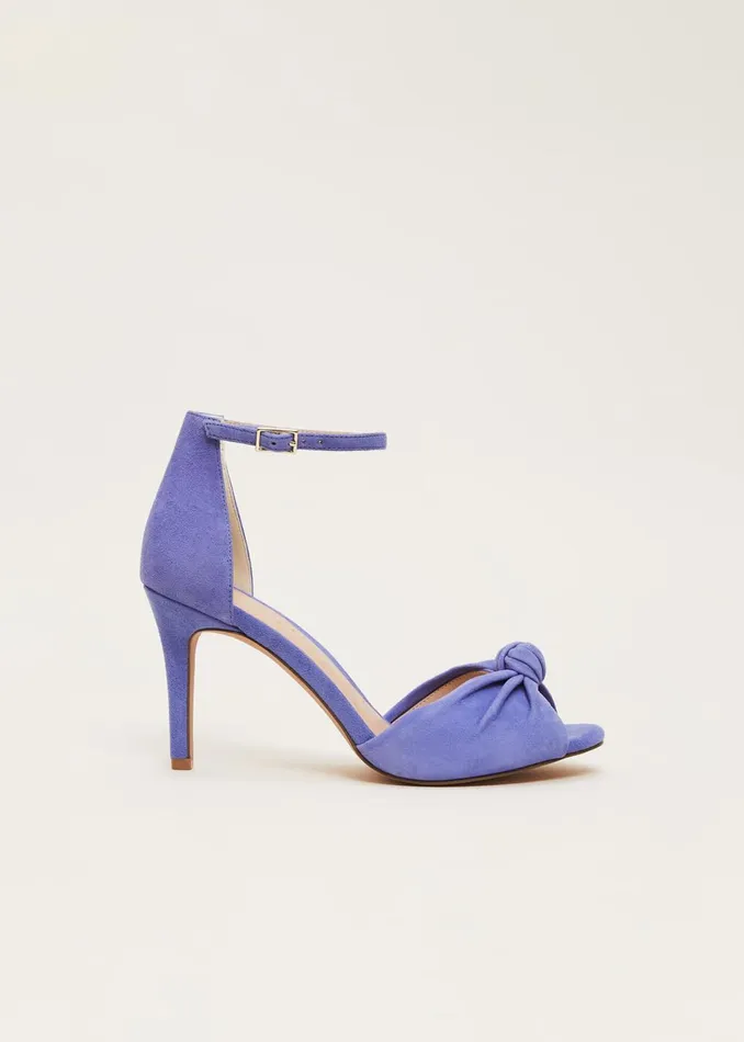 Women Phase Eight Occasion Shoes Blue Suede Open Toe Heels