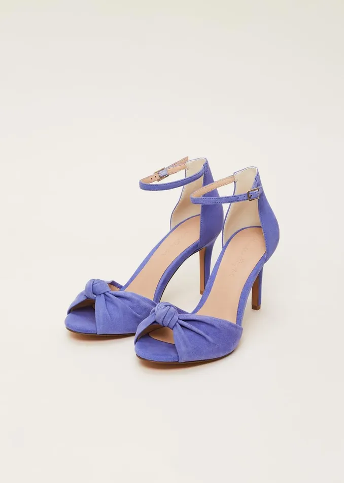 Women Phase Eight Occasion Shoes Blue Suede Open Toe Heels