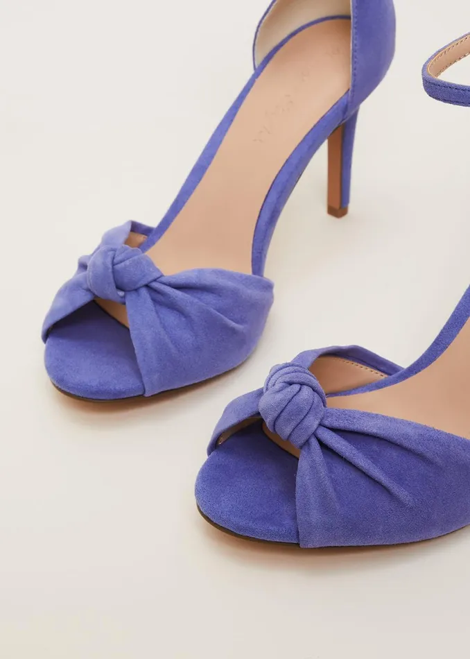 Women Phase Eight Occasion Shoes Blue Suede Open Toe Heels