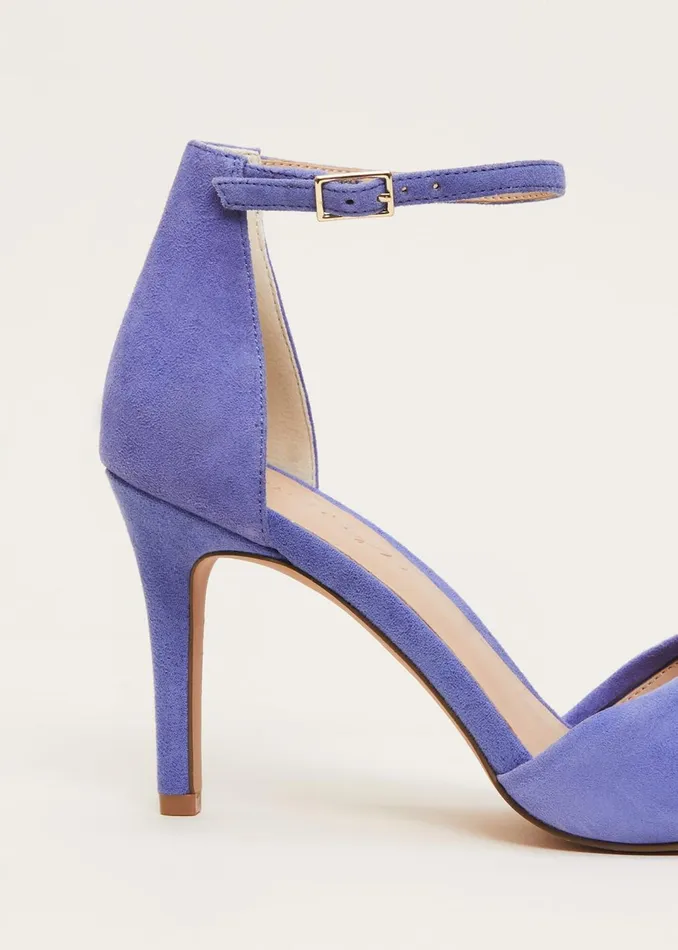 Women Phase Eight Occasion Shoes Blue Suede Open Toe Heels
