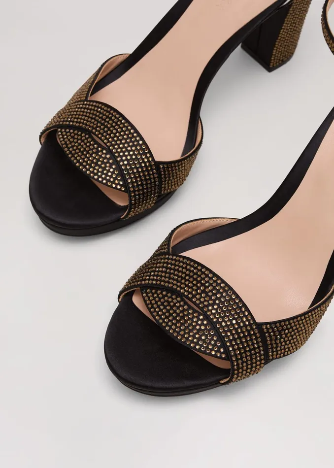 Women Phase Eight Occasion Shoes Embellished Crossover Platform Sandal