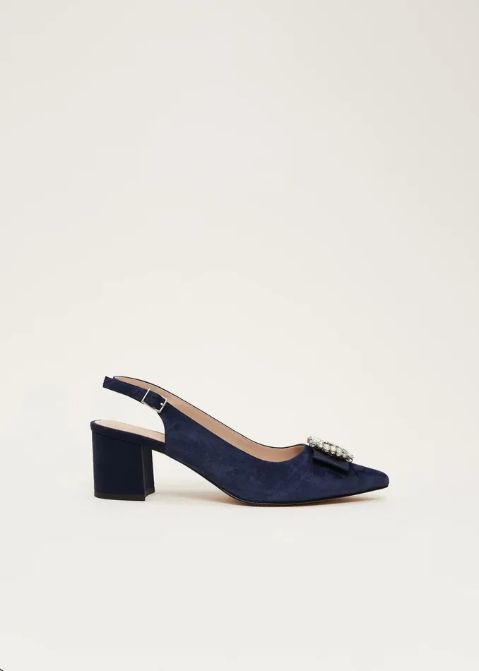 Women Phase Eight Occasion Shoes Embellished Toe Block Heel Slingback