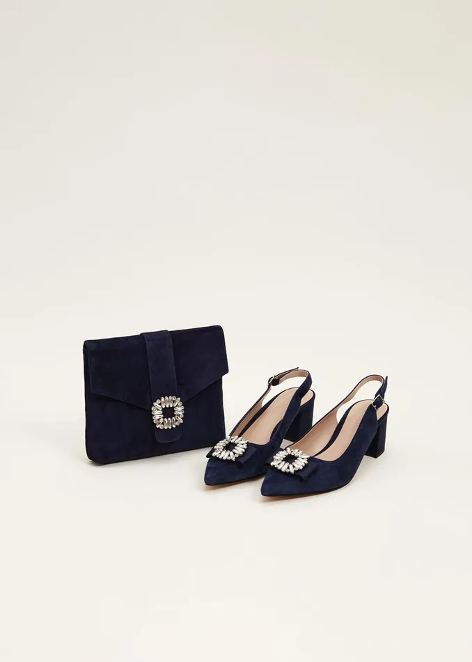 Women Phase Eight Occasion Shoes Embellished Toe Block Heel Slingback