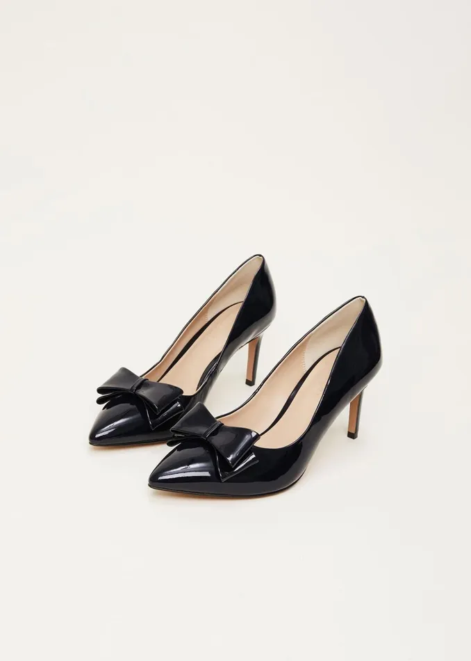 Women Phase Eight Occasion Shoes Patent Bow Court Shoe