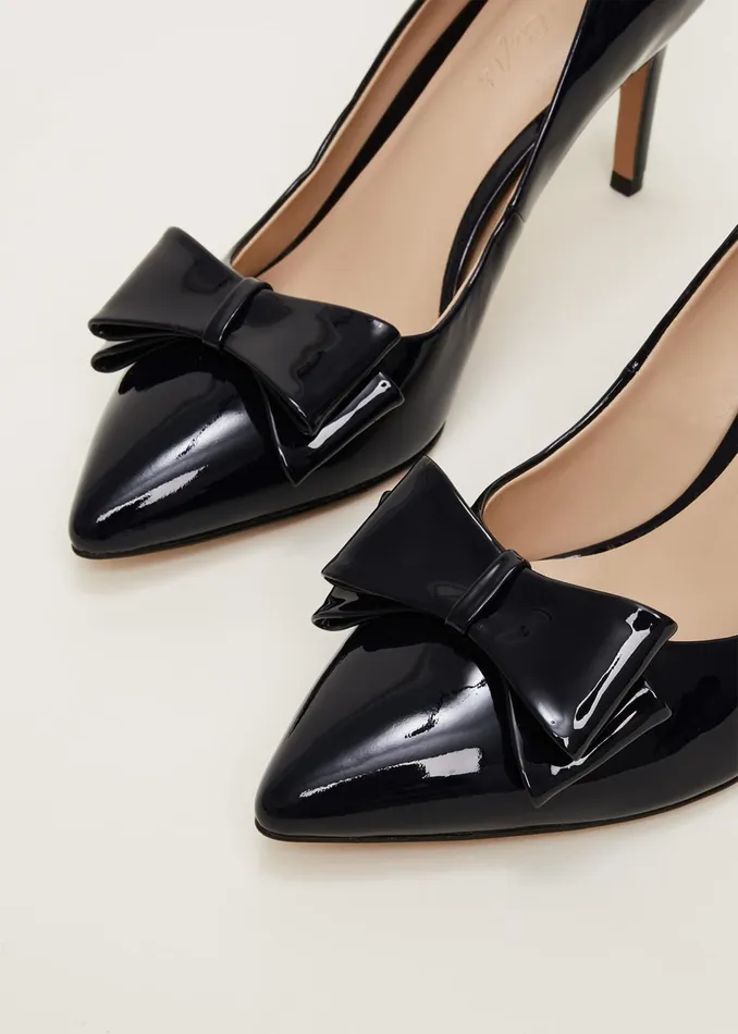 Women Phase Eight Occasion Shoes Patent Bow Court Shoe