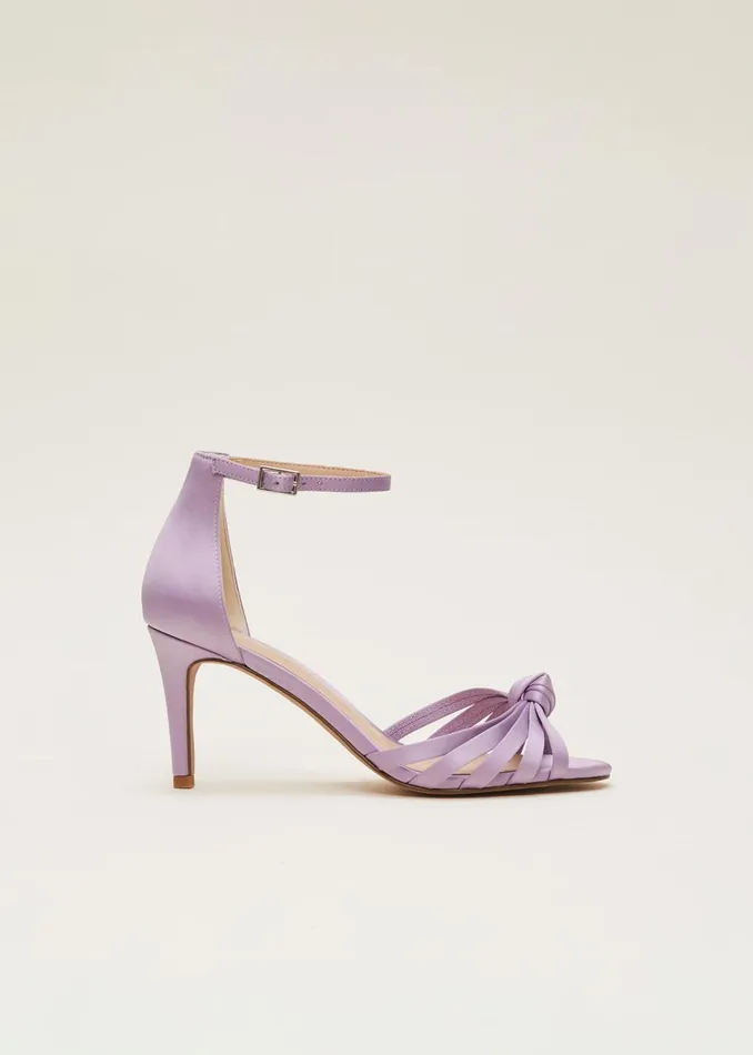 Women Phase Eight Occasion Shoes Purple Satin Open Toe Heels