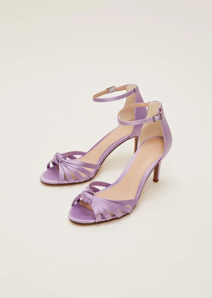 Women Phase Eight Occasion Shoes Purple Satin Open Toe Heels