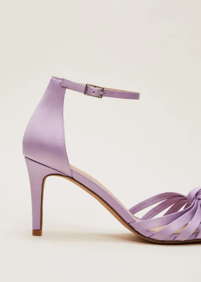 Women Phase Eight Occasion Shoes Purple Satin Open Toe Heels