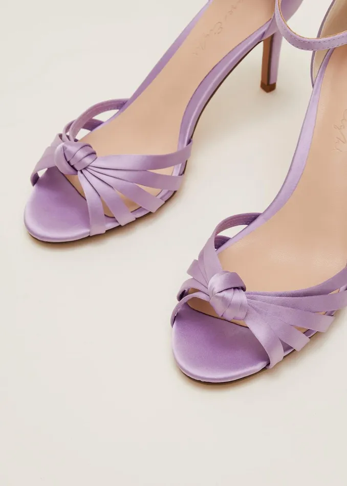 Women Phase Eight Occasion Shoes Purple Satin Open Toe Heels