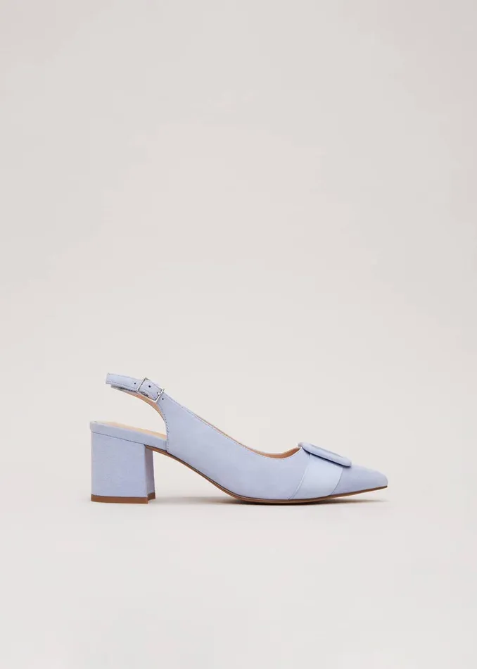 Women Phase Eight Occasion Shoes Suede Buckle Block Heel Shoes
