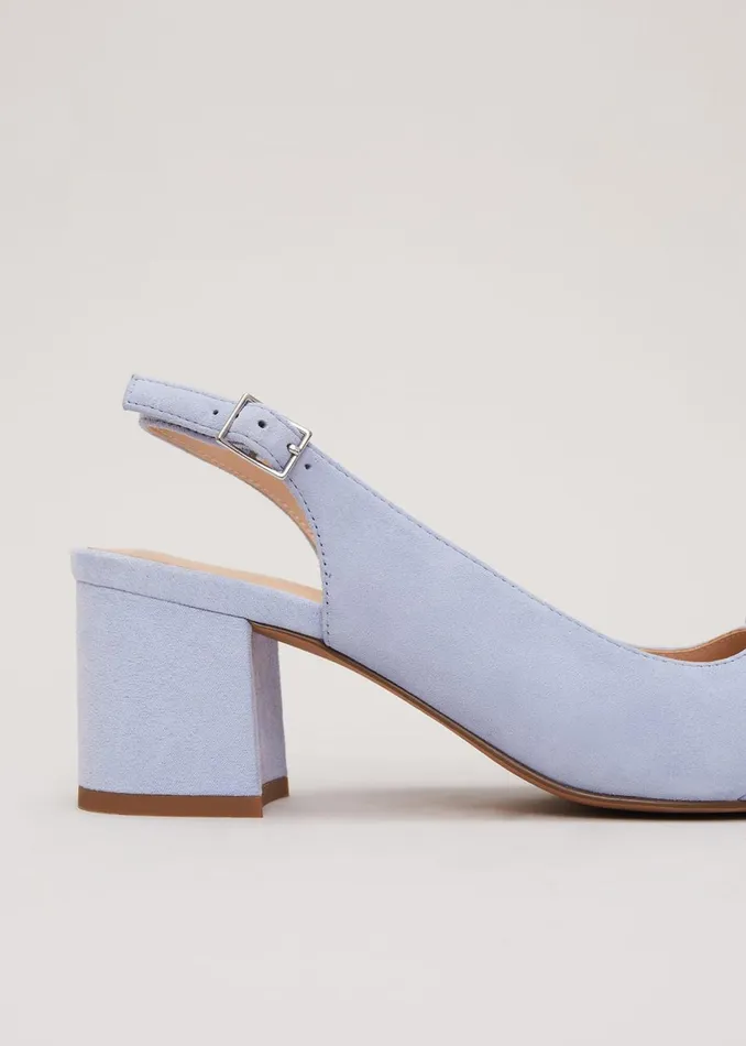 Women Phase Eight Occasion Shoes Suede Buckle Block Heel Shoes