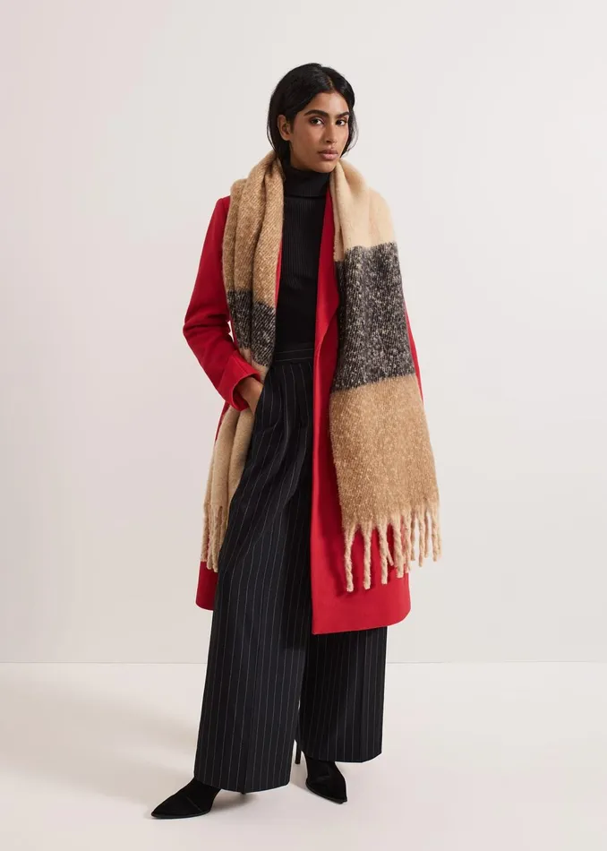 Women Phase Eight Scarves Oversized Stripe Brushed Scarf