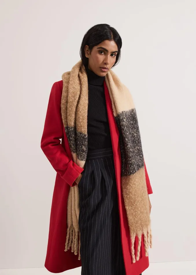 Women Phase Eight Scarves Oversized Stripe Brushed Scarf