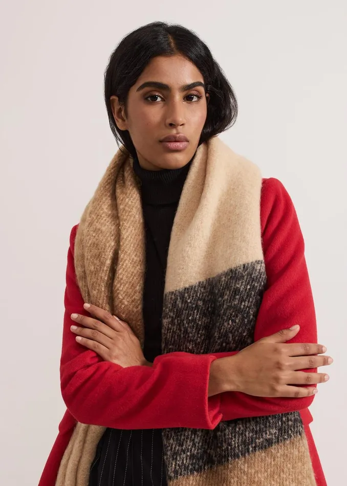 Women Phase Eight Scarves Oversized Stripe Brushed Scarf
