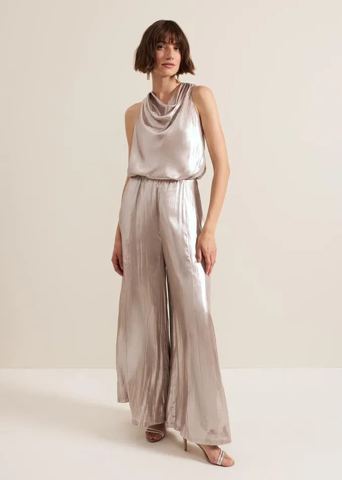 Women Phase Eight Shirts and Blouses Adrina Metallic Cowl Neck Top
