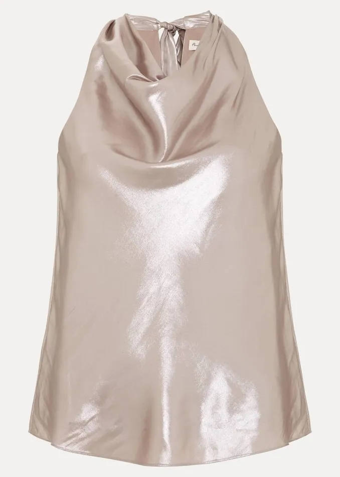 Women Phase Eight Shirts and Blouses Adrina Metallic Cowl Neck Top