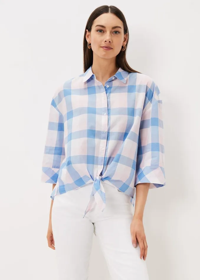 Women Phase Eight Shirts and Blouses Della Gingham Tie Front Blouse