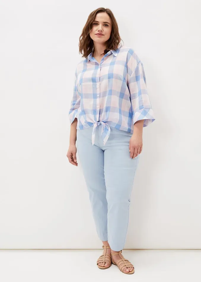 Women Phase Eight Shirts and Blouses Della Gingham Tie Front Blouse