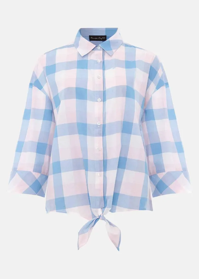 Women Phase Eight Shirts and Blouses Della Gingham Tie Front Blouse