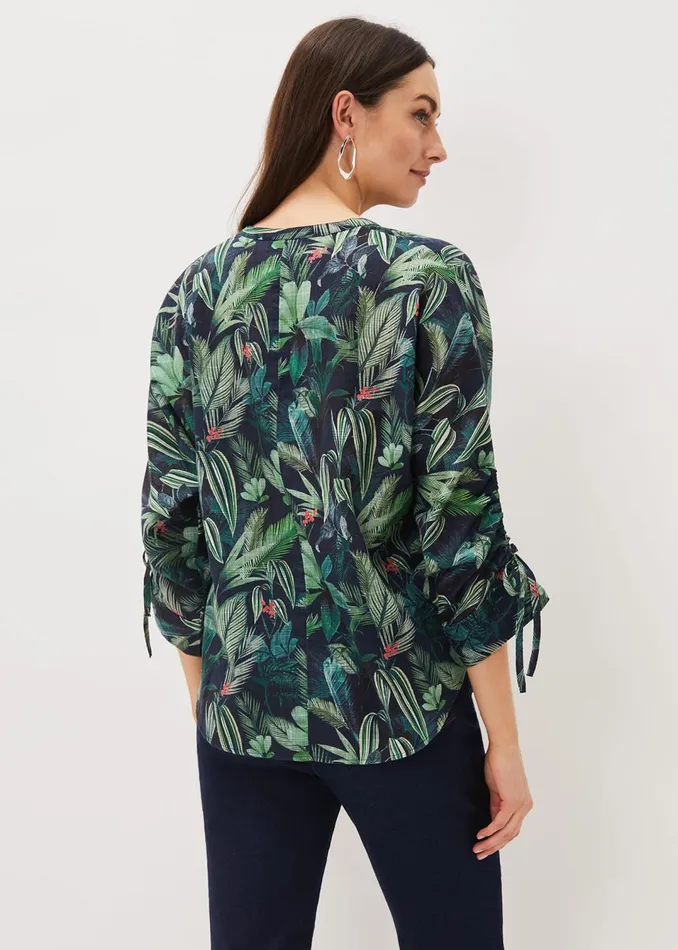 Women Phase Eight Shirts and Blouses Ellyn Cotton Tropical Print Blouse