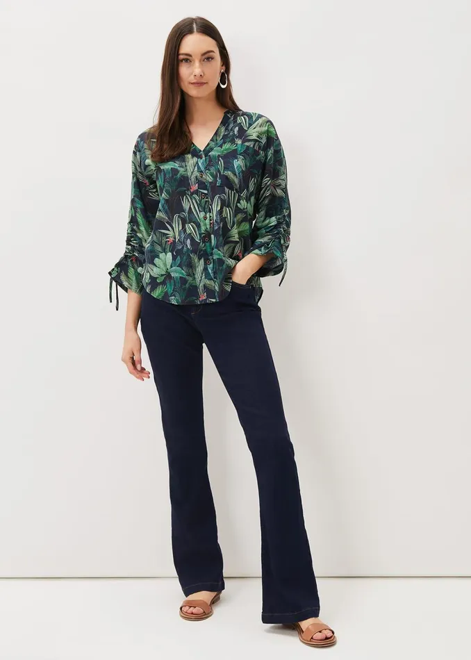Women Phase Eight Shirts and Blouses Ellyn Cotton Tropical Print Blouse