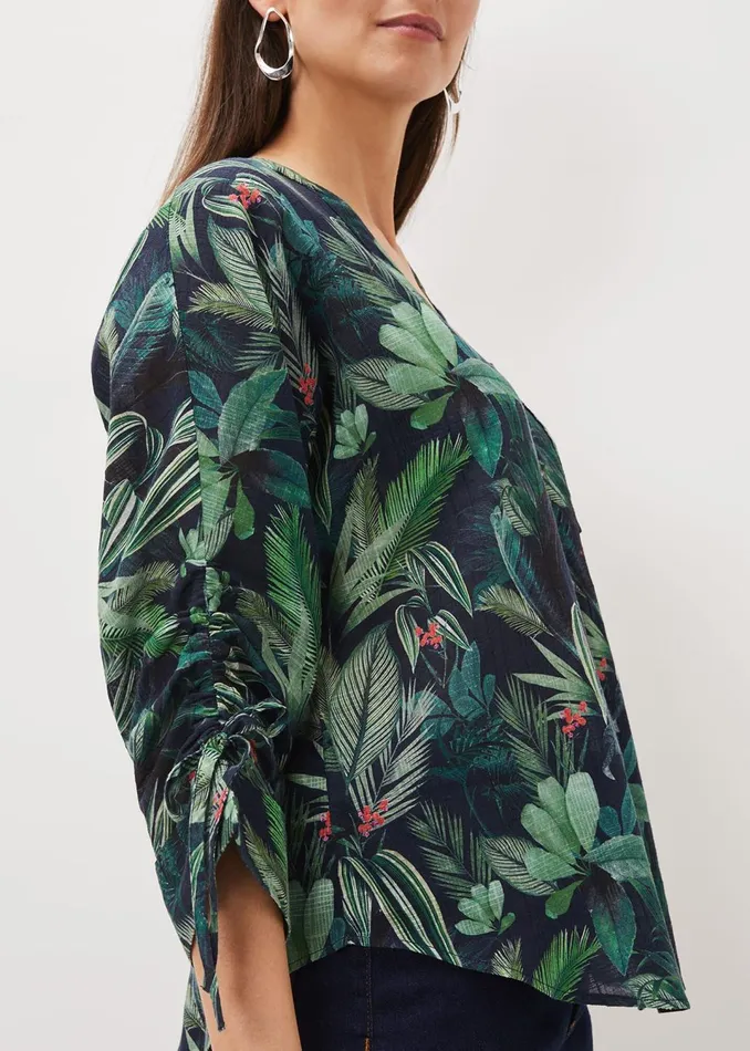 Women Phase Eight Shirts and Blouses Ellyn Cotton Tropical Print Blouse