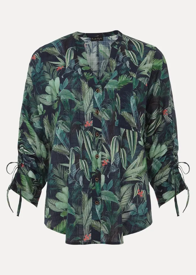 Women Phase Eight Shirts and Blouses Ellyn Cotton Tropical Print Blouse