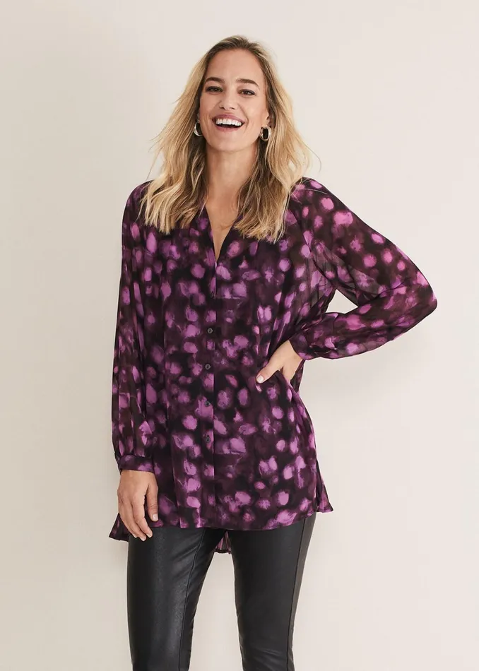 Women Phase Eight Shirts and Blouses Rhian Chiffon Tunic Blouse