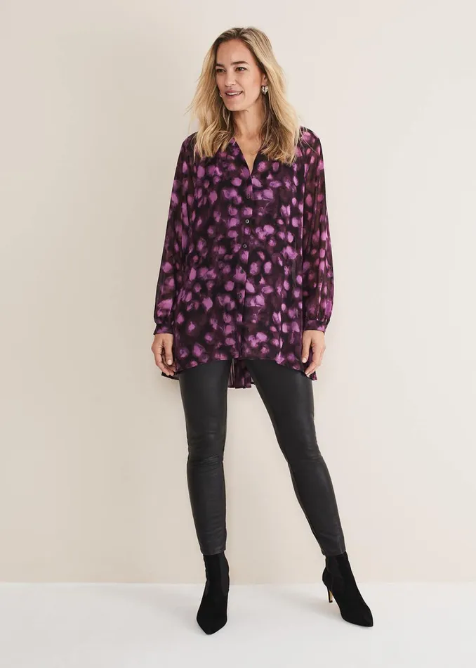 Women Phase Eight Shirts and Blouses Rhian Chiffon Tunic Blouse