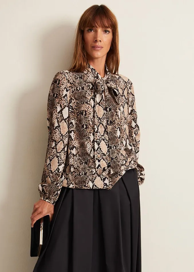 Women Phase Eight Shirts and Blouses Semira Snake Tie Blouse