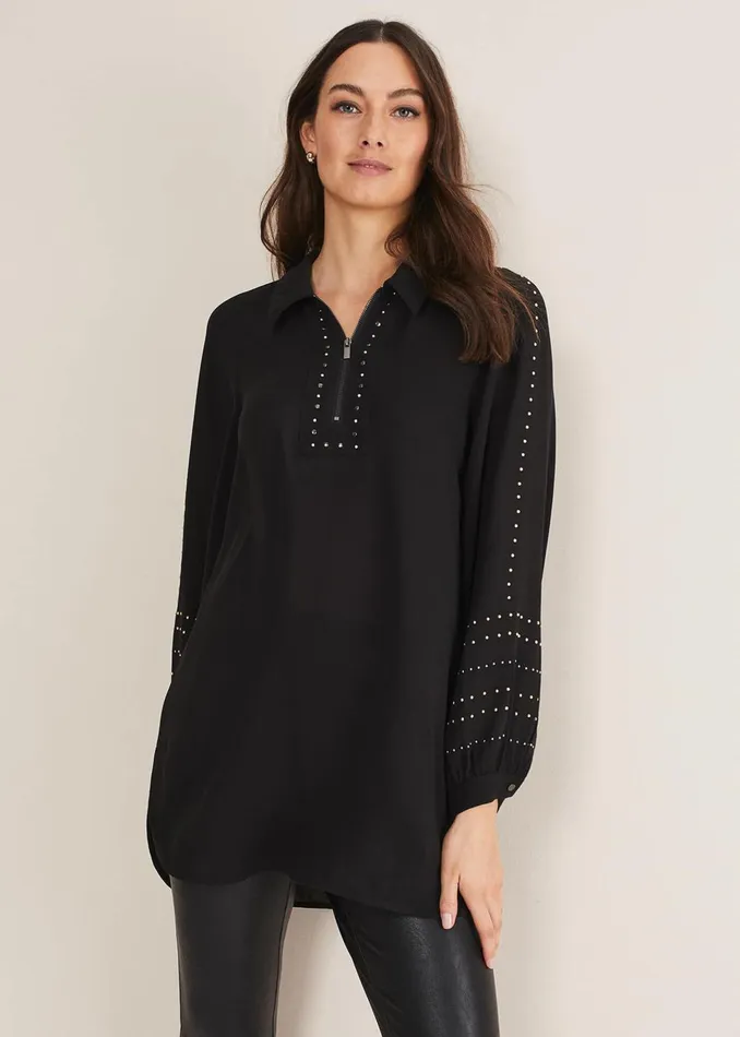 Women Phase Eight Shirts and Blouses Tullulah Heatfix Sleeve Tunic Blouse