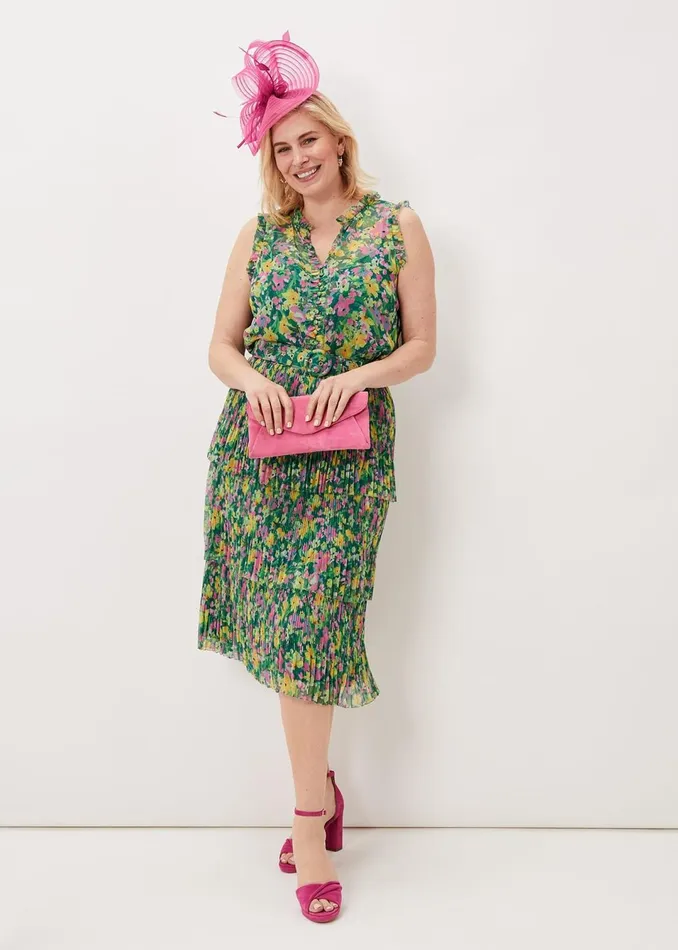 Women Phase Eight Skirts Heidi Printed Plisse CoOrd Skirt